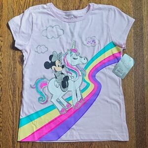 Disney Girls Light Pink Minnie and Unicorn T-Shirt
